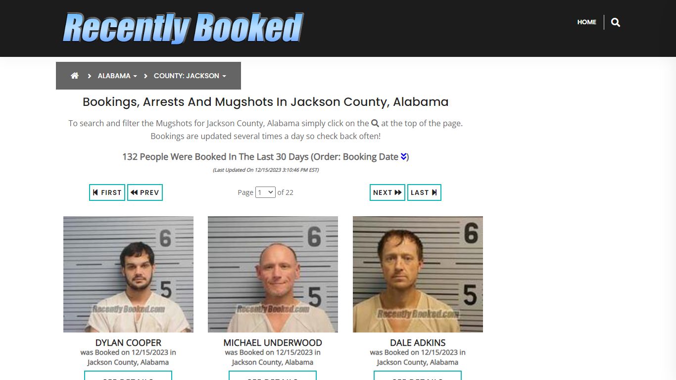 Bookings, Arrests and Mugshots in Jackson County, Alabama - Recently Booked
